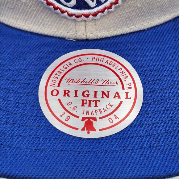 NFL Super Bowl XXVI 26 Mitchell And Ness Snapback Hat Cream Blue NWT - Picture 3 of 13